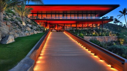 Poster - Dynamic coastal viewpoint elegant wall art installation blending modern architecture with contemporary design