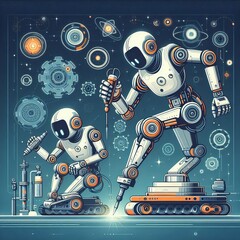 Poster - Robot Motor Skills An illustration of robot motor skills with a
