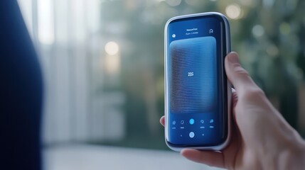 Poster - Modern Smartphone Displaying Interactive User Interface with Temperature Control Feature in a Bright, Minimalist Environment