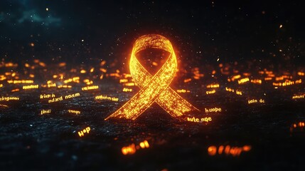Poster - A creative depiction of a glowing ribbon surrounded by messages of hope