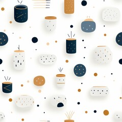 Poster - Minimalistic repeating pattern design with stripes and dots in two distinct colors