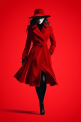 Poster - Minimalistic fashion silhouette of a stylish figure with space for text in contrasting colors