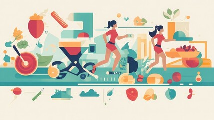 Poster - A creative infographic showcasing the benefits of regular exercise and healthy eating