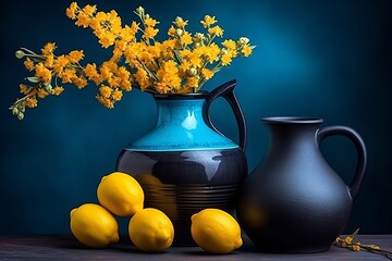 Poster - Minimalist still life composition featuring harmonious objects in varied shades on solid background