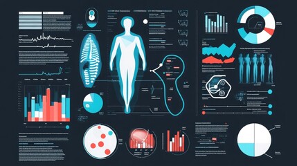 Poster - A creative infographic showing glowing health metrics and digital solutions