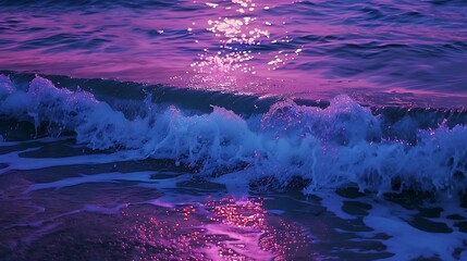 Wall Mural - bright lights in bright violet and blue gliding over the waves