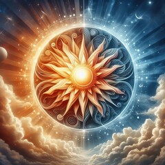 Poster - sun a sun with rays and warmth symbolizing the energy and life g