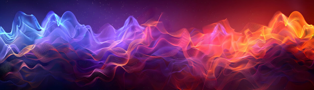 Abstract Background with Wavy Lines and Sparkles - Purple, Red, Orange, Blue Illustration