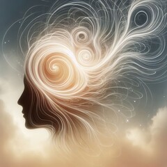 Poster - Swirling Lines Wispy swirling lines emanate from a person's head