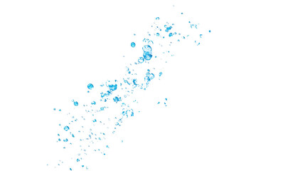 Poster - An abstract representation of water droplets, showcasing shades of blue against a dark background, emphasizing fluidity and motion.