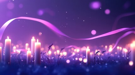 Poster - A serene candlelight vigil scene with glowing ribbons in the background
