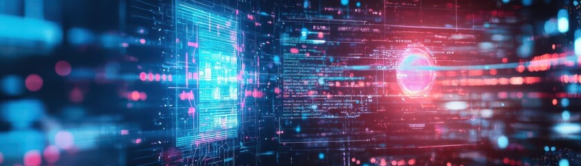 Aufkleber - A virtual classroom with students connected via holographic projections, futuristic whiteboard glowing with AIgenerated content, neon lighting, cyberpunk style