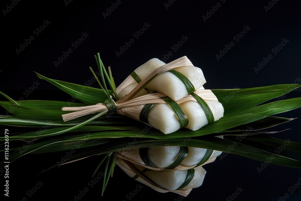 Ketupat (Rice Dumpling) On Black Background. Ketupat is a natural rice ...