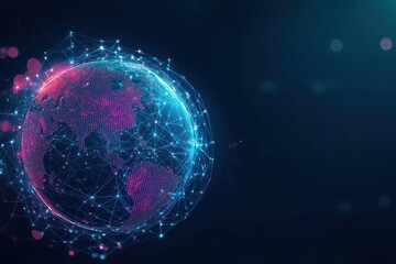 Aufkleber - A concept of global networking visualized as interconnected glowing spheres, abstract digital art, soft gradients, balanced composition, dynamic energy