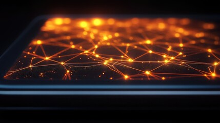 Poster - A symbolic representation of a glowing interconnected health ecosystem on a tablet