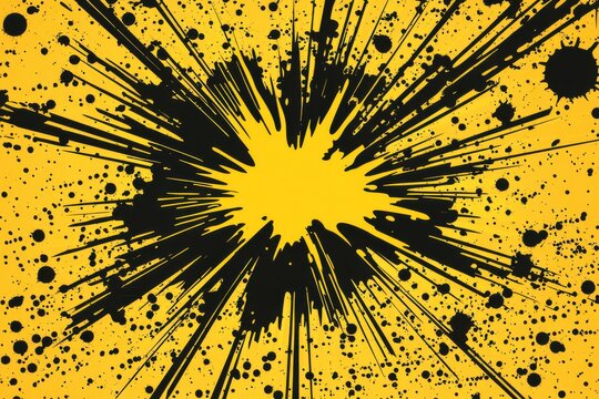 Abstract yellow comic book style background with halftone dots and rays, vintage retro sunburst design vector illustration