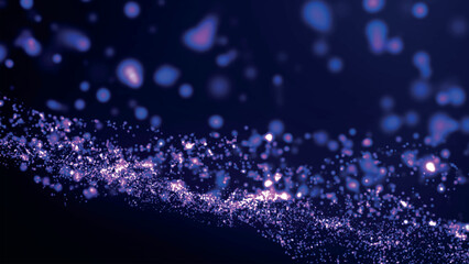 Poster - Colorful bright background of shiny, glowing particles. Abstract digital particle wave. Futuristic dot wave. 3d vector illustration.