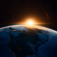Wall Mural - sunrise over the earth in outer space
