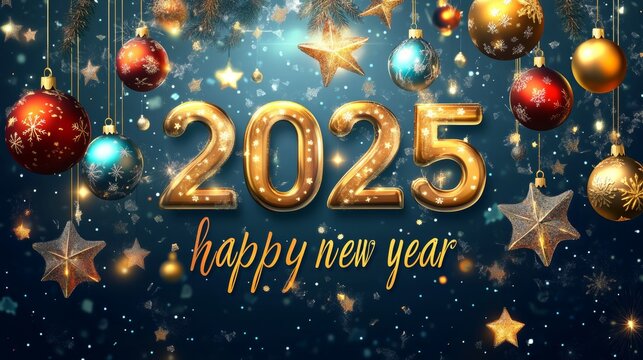 2025 abstract Happy New Year poster