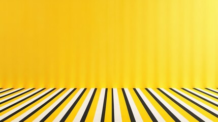 Poster - A vibrant yellow backdrop with a bold black striped border, ideal for sale promotions and event announcements