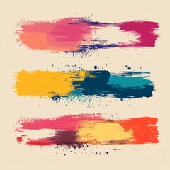 Poster - Brush strokes vector. yellow, blue, dark blue, backgrounds. Colorful set of text boxes. Paintbrush collection. Dirty brush texture banners. Rectangular painted objects.eps8