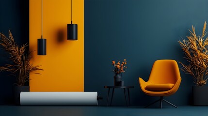 Poster - Sleek and modern rollup banner design featuring a bold color scheme sharp geometric shapes and dramatic chiaroscuro lighting for a visually impactful commercial or corporate presentation