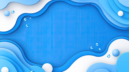 Poster - Abstract blue background with layered waves and bubbles