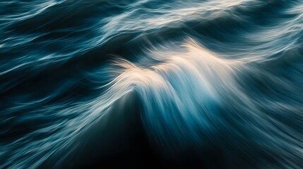 Poster - Abstract Wave Pattern with Soft Blue Tones Capturing the Essence of Calm Ocean Waters, Perfect for Artsy Background or Serene Nature Theme
