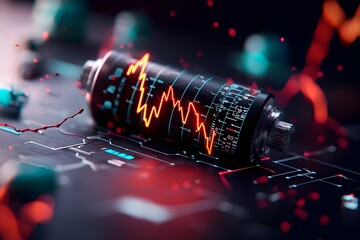 Poster - Dramatic seismograph recording the shockwaves of a catastrophic earthquake