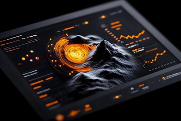 Poster - Detailed seismograph recording live earthquake tremors with complex data readouts charts and a futuristic scientific dashboard showcasing state of the art monitoring technology and sensor data