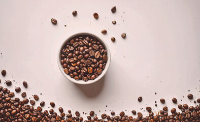 Aufkleber - White bowl filled with coffee beans. The bowl is almost empty
