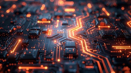 Poster - 2d illustration Abstract futuristic electronic circuit technology background, Ai Generative.