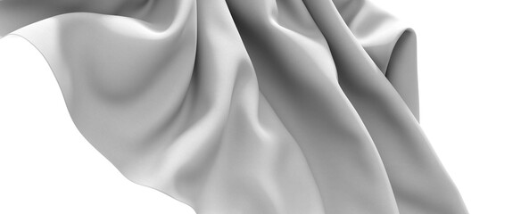 Poster - A close-up image of a white fabric, showing its smooth texture and flowing drapes, creating abstract patterns and folds.