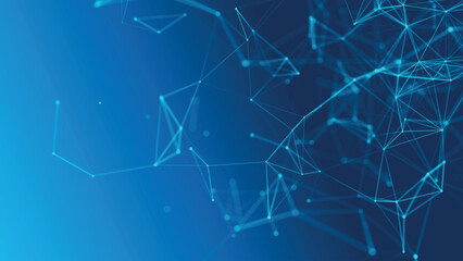 Poster - Abstract background with connected dots and lines. Digital technology background. Network connection dots and lines. Plexus effect. 3D Vector illustration.