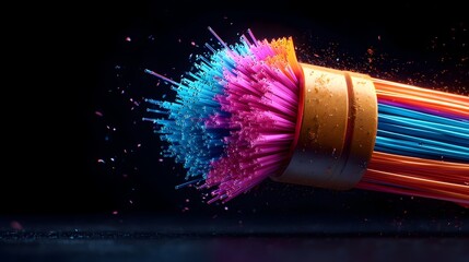 Poster - mesmerizing vibrant multicolored fiber optic cables in a captivating hypnotic digital art display ag