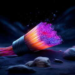 Poster - Mesmerizing fiber optic cables woven into a hypnotic prismatic display against a deep inky void captivating chromatic patterns and a luminescent tapestry of light