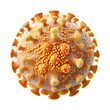 © VinakMotion - Intricate Zika virus depiction in vibrant orange and yellow, smooth spherical shape with textured surface