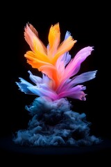 Poster - Ethereal luminous fiber optic strands in a mesmerizing array of hues against a pitch black backdrop delicate and translucent cascading and intertwining in a dreamlike dance