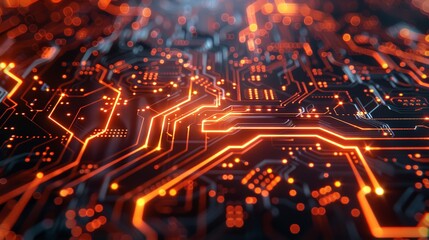 Poster - 2d illustration Abstract futuristic electronic circuit technology background, Ai Generative.