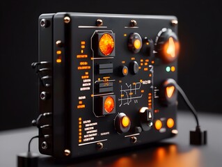 Poster - Intricate Seismic Monitoring Panel Showcasing Real Time Tectonic Activity with Advanced Electronic Interface and Precision Engineered Housing  Featuring Glowing LED Indicators
