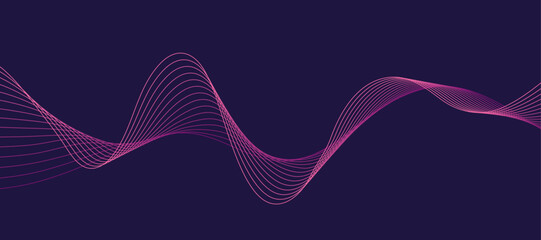 Poster - Wavy, wriggling lines on a dark background. Abstract background with amorphous shapes. A template for placing text and information. Beautiful stylish design.