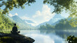 © Daily Stock - A serene mind practicing mindfulness meditation by a peaceful lake, cultivating emotional intelligence and inner calmness.