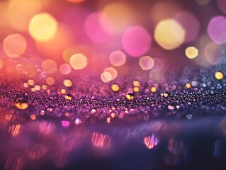 Poster - Beautiful Abstract Background with Colorful Bokeh Effect and Sparkling Raindrops on Surface, Creating a Dreamy and Magical Atmosphere for Artistic Projects