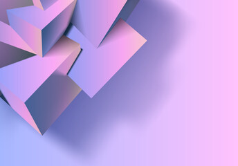 Poster - Abstract 3D background with mix of cubes. Geometric shapes intersecting in violet and pink y2k styled background