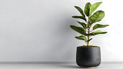 Poster - Sophisticated modern white office environment with minimalist design showcase clean architectural photography crisp visual healthy potted plant creating a calm serene and productive workspace