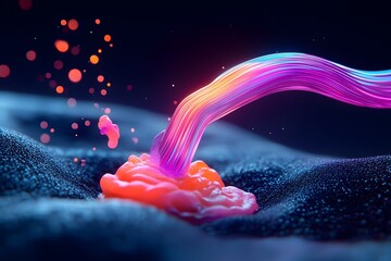 Poster - captivating prismatic and iridescent fiber optic cables arranged in a mesmerizing abstract pattern a