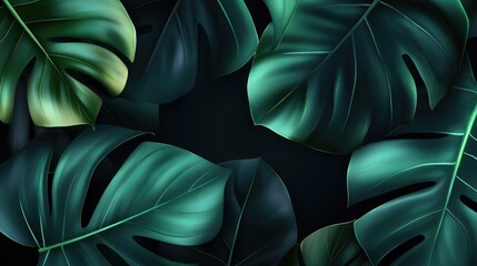 Poster - Tropical leaf texture in vibrant green shades creating a lush nature background ideal for botanical or wellness themed designs