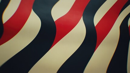 Leinwandbilder - Colorful abstract wave patterns in red, black and cream creating a dynamic and vibrant background design for creative projects.