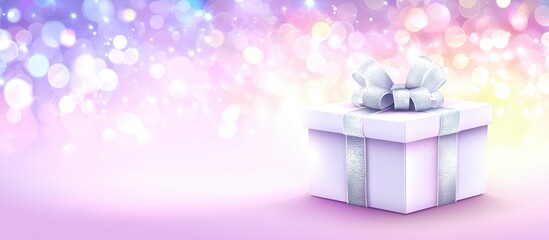 Poster - Gift box with decorative lights on a vibrant bokeh background creating a festive and joyful atmosphere for celebrations and events