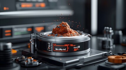 Poster - Sleek and modern seismograph instrument precisely recording the timing and of a significant seismic event in a futuristic minimalist laboratory setting